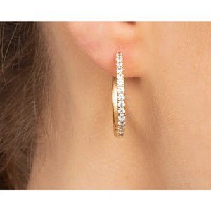 Dainty CZ Hoop Earrings: 18K Gold Sterling Silver Pave Hoops