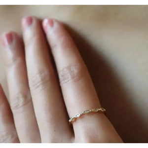 Dainty Diamond Half Eternity Ring, Minimalist Gold Wedding Band