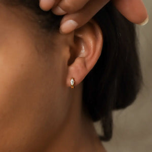 Dainty Huggie Earrings by Caitlyn Minimalist • Marquise Diamond Hoops • Diamond Earrings • Minimalist Earrings • ER120
