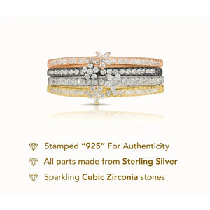 Dainty Sterling Silver Flower Stackable Band Rings Set – Perfect for Birthdays, Anniversaries & Everyday Spring Style.