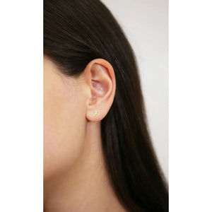 Dazzling 10K Yellow Gold Moon Crescent Stud Earrings.