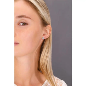Dazzling CZ Star and Moon Sterling Silver Stud Earrings.