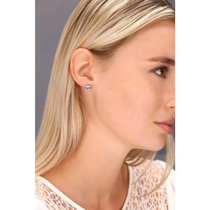 Dazzling CZ Sterling Silver Skull and Bones Stud Earrings.