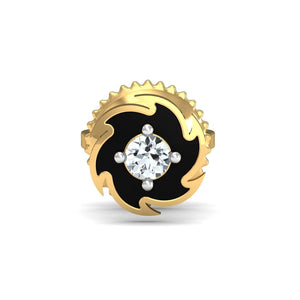 Men's Luxurious 14K/18K Gold Diamond Spinning Disc Stud Earring – Bold Single Ear Style for Everyday Glamour.