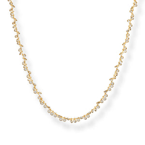 ECRIN | Dainty round Diamond Dangle Necklace, Diamond Station Bezel Necklace
