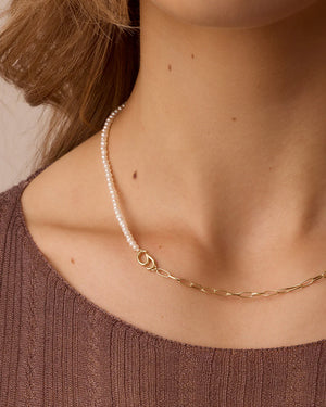 Lou Pearl Alphabet Necklace NikNenz™ Premium Gold & Diamonds