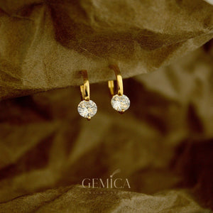 Dainty 14K Gold Vermeil CZ Diamond Huggie Hoops