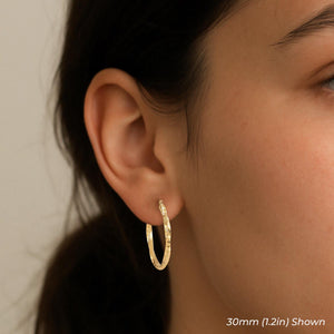 10K Yellow Gold Twisted Classic Hoop Earrings, Diamond-Cut round Hoops, Solid Yellow Gold Shiny Hoops, Handmade with Love, by TILO Jewelry