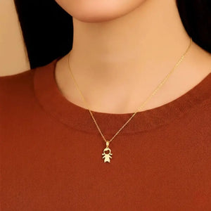 Delightful 14K Yellow Gold Little Girl Pendant Necklace for Timeless Elegance.