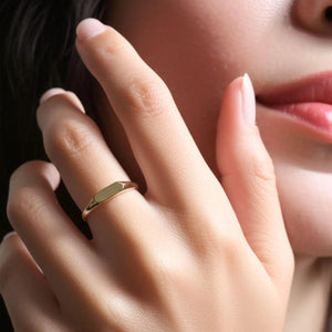 Dainty 14K Solid Yellow Gold Stackable Signet Ring.