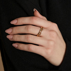 Crystal Band Ring Stacking Set in Gold