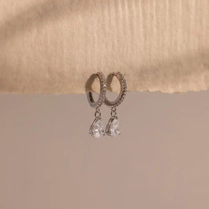Diamond Drop Earrings by Caitlyn Minimalist • Pave Huggie Hoop Dangle Earrings • Wedding Earrings • Bridal Jewelry • Gift for Mom • ER117