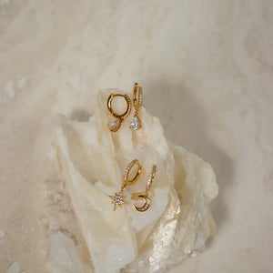 Diamond Drop Earrings by Caitlyn Minimalist • Pave Huggie Hoop Dangle Earrings • Wedding Earrings • Bridal Jewelry • Gift for Mom • ER117