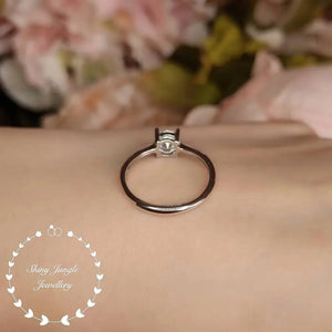 Diamond Engagement Ring, Simple Diamond Solitaire Ring, round Brilliant Cut 1 Carat 6Mm Diamond Simulant Promise Ring, April Birthstone Gift
