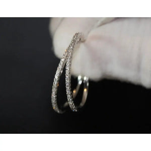 Diamond Hoop Earrings | Hoop Earrings | Womens Big Diamond Earrings | Silver Hoop Earrings with Diamonds | Womens Hoop Earrings | Earrings