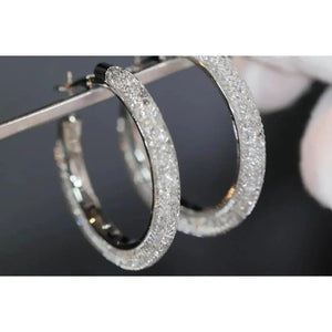 Diamond Hoop Earrings | Hoop Earrings | Womens Big Diamond Earrings | Silver Hoop Earrings with Diamonds | Womens Hoop Earrings | Earrings