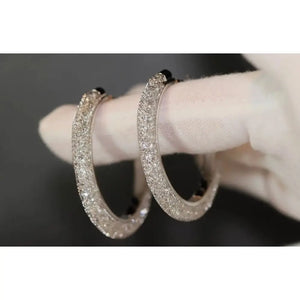 Diamond Hoop Earrings | Hoop Earrings | Womens Big Diamond Earrings | Silver Hoop Earrings with Diamonds | Womens Hoop Earrings | Earrings