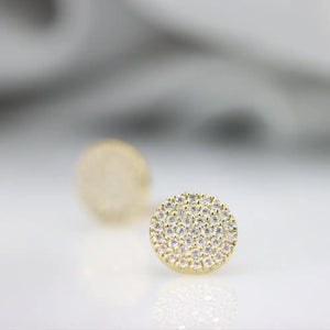 Diamond Pavé Set round Earrings, Stud Earrings, Diamond Earrings, Modern Earrings