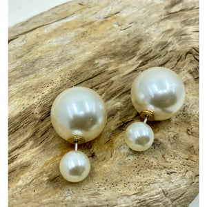 Double Faux Pearl Earrings, Bridal Wedding Jewelry