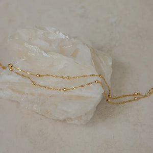 Duo Bead Chain Bracelet by Caitlyn Minimalist • Dainty Gold Bracelet • Fine Beaded Chain Bracelet • Birthday Gifts for Women • BR016