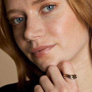 Mixed Metal Wave Ring Stacking Set - Elevate Your Style!.