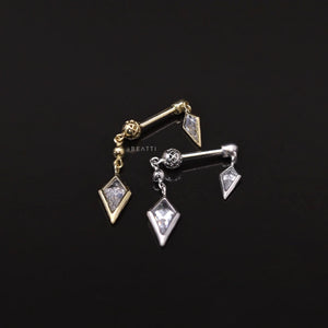 BEATTI Riké • 14K Solid Gold Double Diamond Barbell • Cartilage Earring • Forward Helix