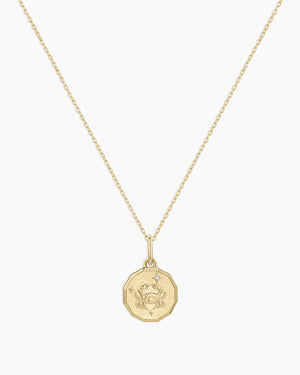 Diamond Zodiac Coin Charm Necklace