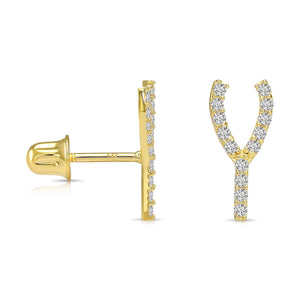 Stunning 14K Yellow Gold Wishbone Stud Earrings for Elegant Style.