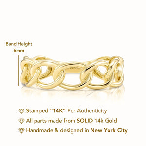 Bold 14K Gold Cuban Chain Ring – Luxurious Chunky Link Design, Perfect Gift for Birthdays and Everyday Elegance.