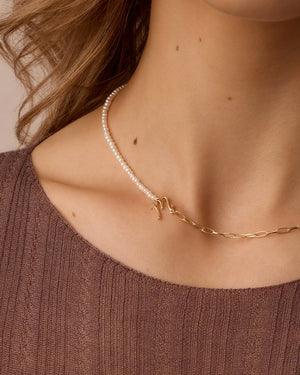 Lou Pearl Alphabet Necklace NikNenz™ Premium Gold & Diamonds