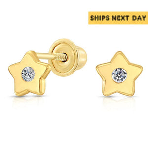 Elegant 10K Yellow Gold Star Stud Earrings - Sparkle with Every Angle!.