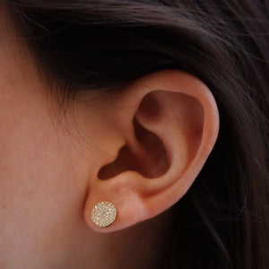 Diamond Pavé Set round Earrings, Stud Earrings, Diamond Earrings, Modern Earrings