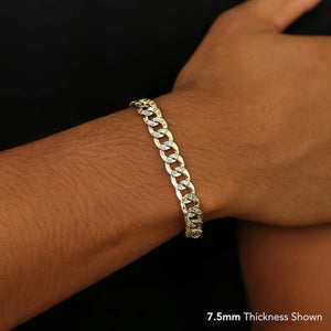 Sterling Silver Two-Tone Gold Plated Curb Chain Bracelet, with Diamond-Cut Engravings