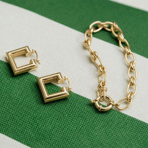 Polly Chubby Square Hoop Earrings 18Ct Gold Plate