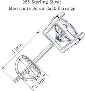 Moissanite Stud Earrings 3Mm–10Mm, 925 Sterling Silver Screw Back, VVS1 GRA Certified, Diamond Alternative Studs for Men Women, Mothers Day