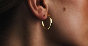Elegant 14K Solid Gold Minimalist Lightweight Hoop Earrings – Perfect Gift for Her.