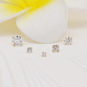 14K Solid Gold Solitaire Diamond Cartilage Earring Labret Flat Back Moissanite Tragus Internal Threaded Helix Piercing Conch Nose Stud