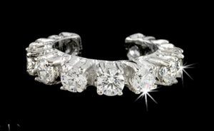Cubic Zirconia 'Tennis Band' Ear Cuff in Sterling Silver or Gold or Rhodium over Silver