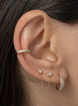 Diamond Pave Dome Huggie Earrings