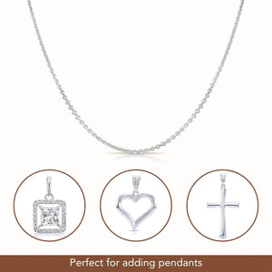Elegant 14K White Gold Diamond Cut Cable Chain Necklace - Italian Craftsmanship, 1.5mm Thickness.