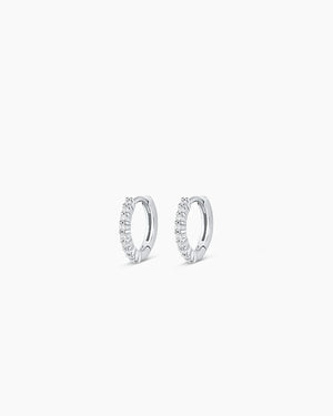 14K White Gold Diamond Pavé Huggies