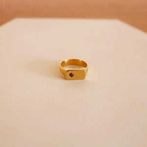Star of the Sea Garnet Signet Ring | Gold Vermeil and Sterling Silver