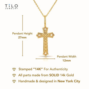 14K Yellow Gold Classic Cross Pendant Necklace - Timeless Elegance for Every Occasion.