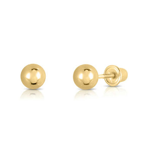 Bundle SET of 3! 14K Yellow Gold Ball Stud Earrings with Screw Backings, Unisex