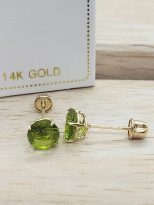 Stunning 14K Solid Gold Peridot Earrings - Elegant August Birthstone Screw Back Studs.