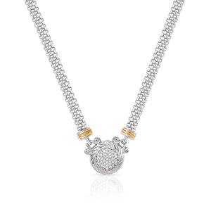 Elegant Two-Tone Sterling Silver Italian Handmade Necklace with Secure Lobster Clasp.