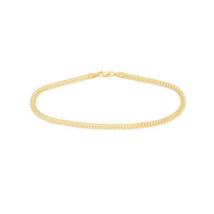 4.3Mm Diamond Cut Curb Bismark Chain Anklet Real 14K Yellow Gold 10"