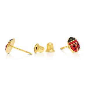 14K Yellow Gold Small Ladybug Stud Earrings