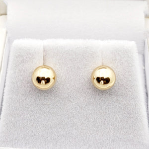 14K Yellow Gold Ball Stud Earrings, 6Mm Dainty Gold Studs