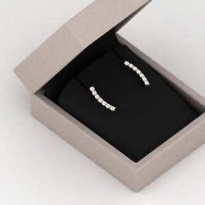 Diamond Earrings, Diamond Bar Earring, Curved Cartilage Earring, Crawler Earring for Women, Helix Piercing, Diamond Climber, Gift for Her